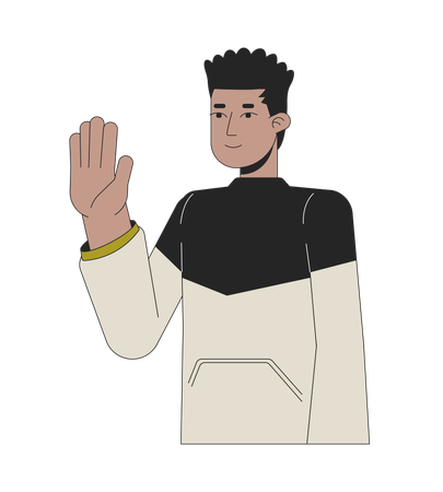 African american guy waving happy  Illustration