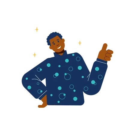 African american happy man showing thumb up  Illustration