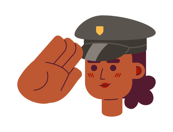 African american lady police officer saluting  Illustration