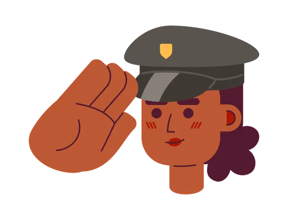 African american lady police officer saluting  イラスト