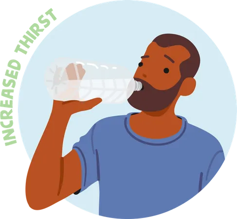 Symptom Of Diabetes Excessive Thirst A Condition Known As Polydipsia African American Male Character Experience Persistent And Heightened Feelings Of Thirst Cartoon People Vector Illustration 일러스트레이션