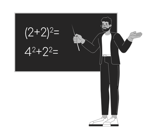 アフリカ系アメリカ人の男性数学教師  イラスト