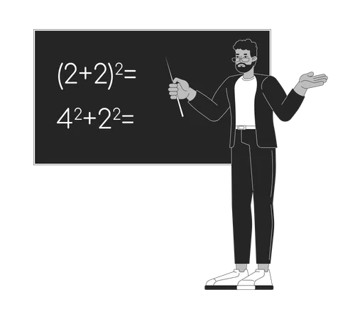 アフリカ系アメリカ人の男性数学教師  イラスト