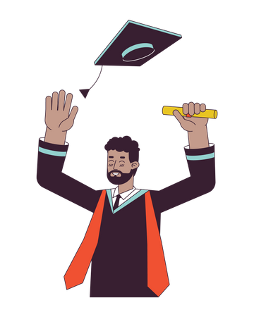 African american male student with diploma graduation  イラスト