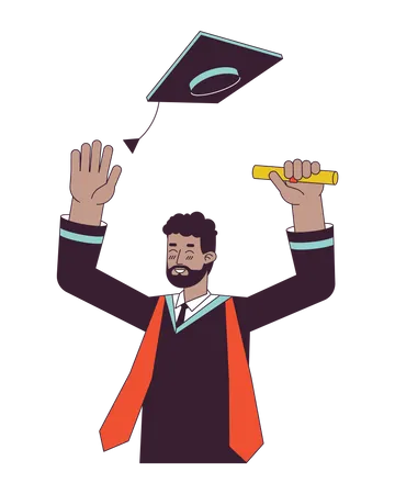 African american male student with diploma graduation  Illustration