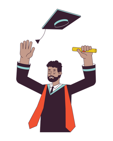 African american male student with diploma graduation  Illustration