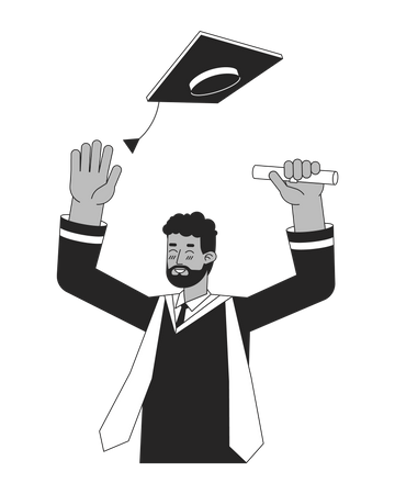 African american male student with diploma graduation  Illustration