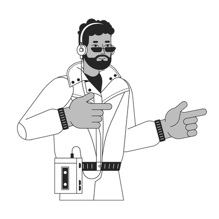 African american man 80s finger guns gesture  Illustration