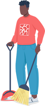 African American man cleaning floor  Illustration