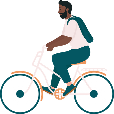 African American man in bicycle  Illustration