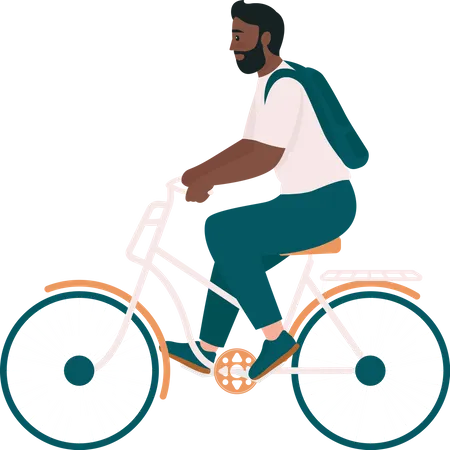 African American man in bicycle  Illustration