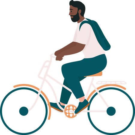 African American man in bicycle  Illustration
