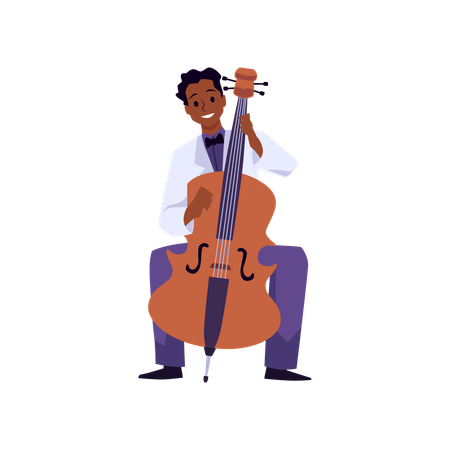 African american man playing cello instrument  Illustration