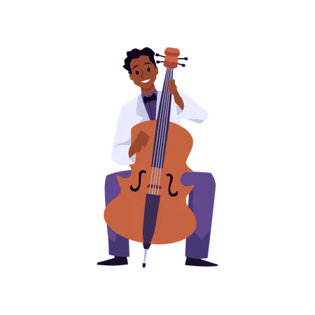 African american man playing cello instrument  Illustration