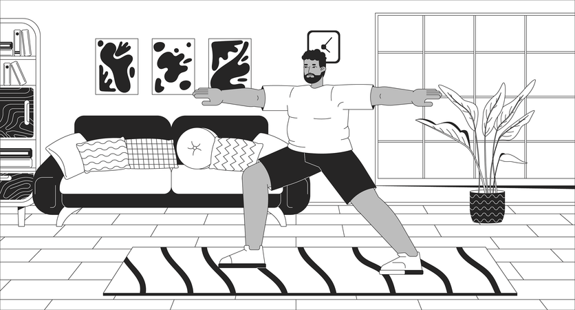 African american man practicing yoga  Illustration