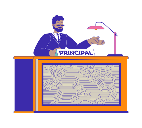 African american man principal at desk  Illustration