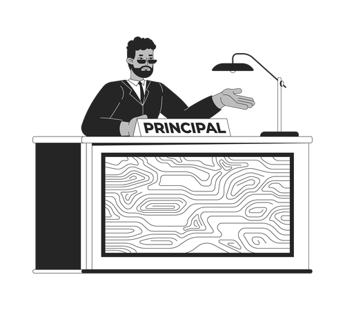 African american man principal at desk  Illustration