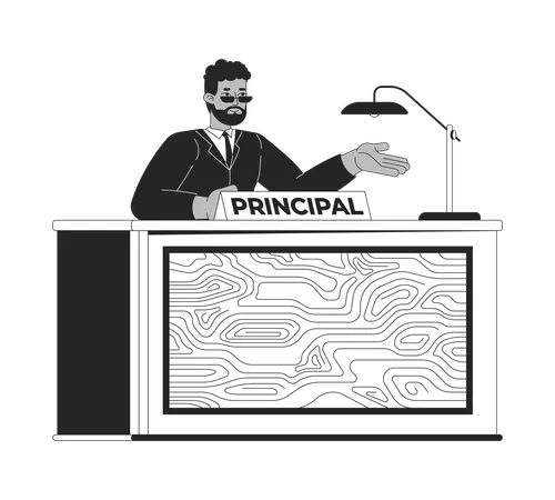 African american man principal at desk  Illustration