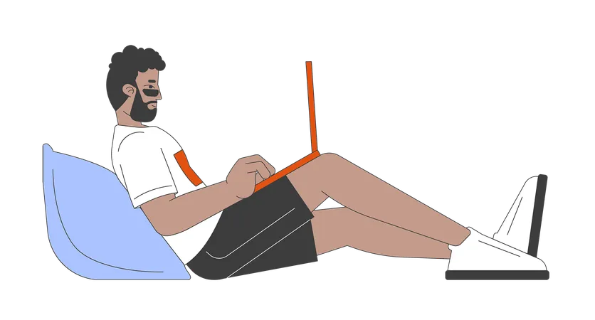 African american man working on laptop  Illustration