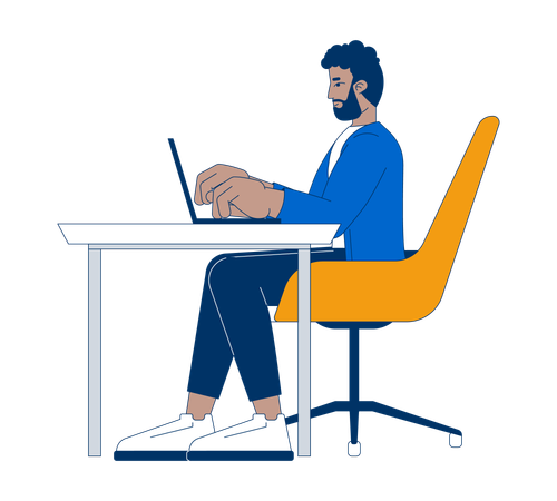 African american man working on laptop  Illustration