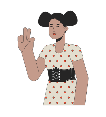 African american peace sign girl  Illustration