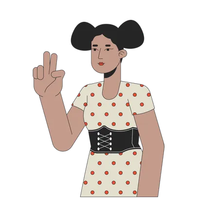 African american peace sign girl  Illustration