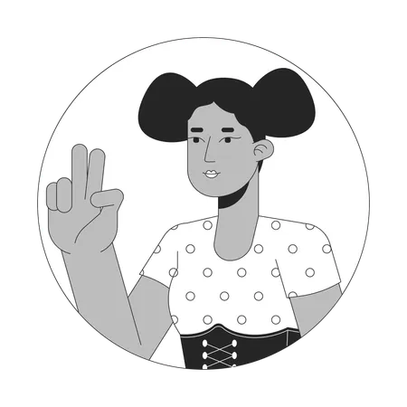 African american peace sign girl  Illustration