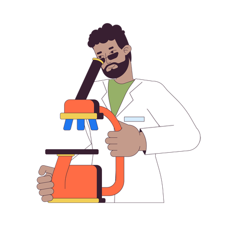 African american scientist looking in microscope  Illustration