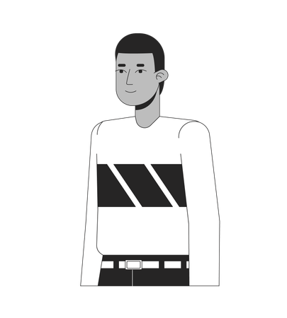 African american short haired young man standing  Illustration