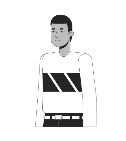 African american short haired young man standing  Illustration