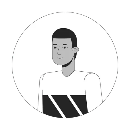 African American Short Haired Young Man Standing Black And White 2 D Vector Avatar Illustration Teenager Relaxed Posing Outline Cartoon Character Face Isolated Average Boy Flat User Profile Image Illustration