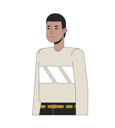 African american short haired young man standing  Illustration