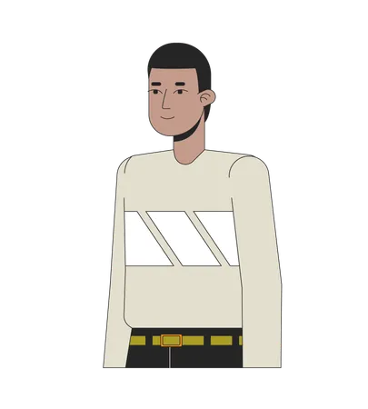 African american short haired young man standing  Illustration