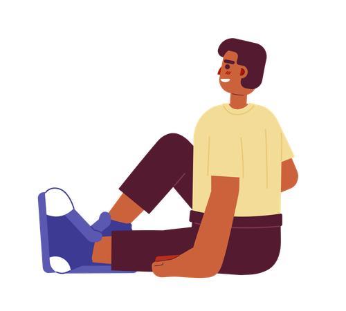 African american smiling man sitting leisurely  Illustration