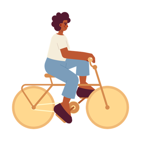 African american sport girl on bicycle  Illustration