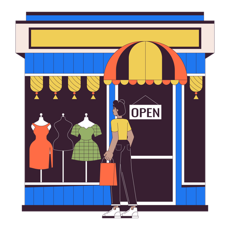 African american woman at clothes store  Illustration