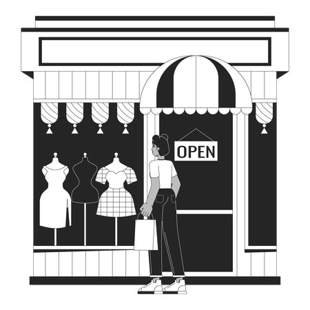 African american woman at clothes store  Illustration