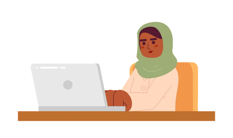 African american woman hijab remote employee  イラスト
