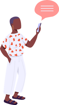 African American woman holding smartphone  Illustration