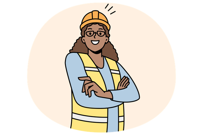 African American woman industry worker in uniform  Illustration