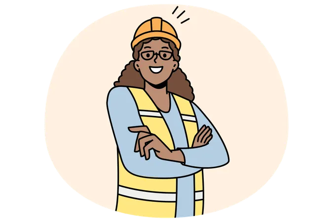 African American woman industry worker in uniform  Illustration