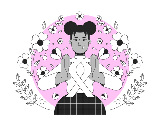 African american woman promoting breast cancer awareness  Illustration