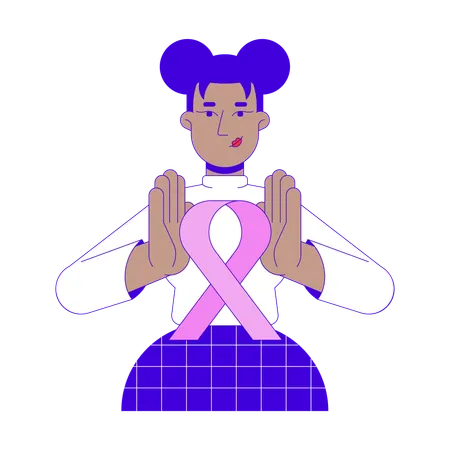 African american woman promoting breast cancer awareness  Illustration