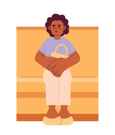 African american woman sitting in public transport  Illustration