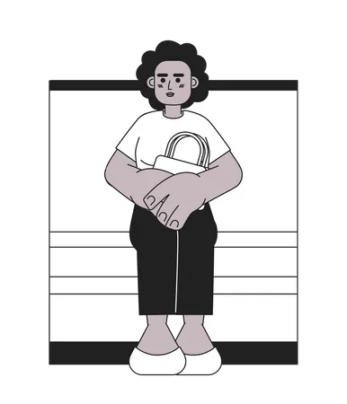 African american woman sitting in public transport  Illustration