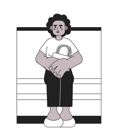African american woman sitting in public transport  Illustration
