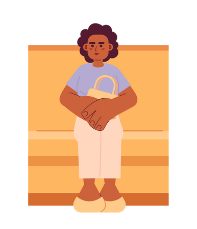 African american woman sitting in public transport  Illustration