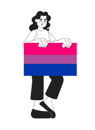 African american woman with bisexual pride flag  Illustration