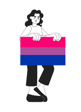 African american woman with bisexual pride flag  Illustration