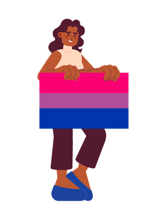 African american woman with bisexual pride flag  Illustration